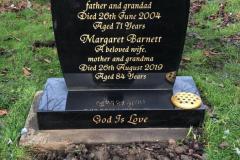 Granite headstone — Margaret Barnett, beloved wife and mother
