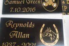 Engraved memorial plaques — Samuel Green, Reynolds Allan