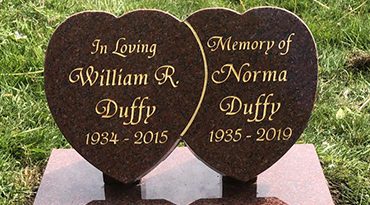 Heart-shaped memorial headstone