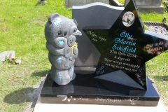 Children's memorial headstone with angel statue — In Loving Memory